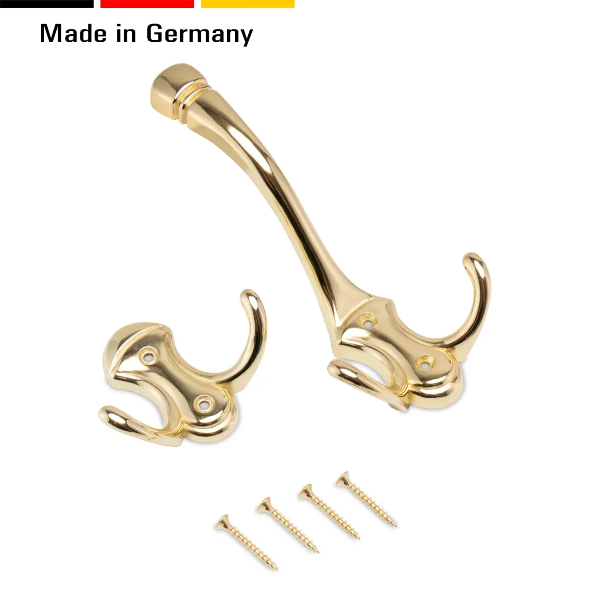 2 Vintage Garderobenhaken Wandhaken Antik, Gold - Stabile retro Kleiderhaken für Flur & Garderobe (66 mm) – Bild 3