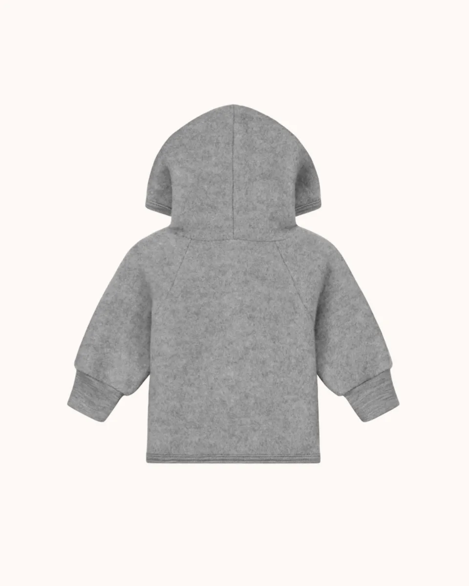Baby Kapuzenjacke aus Wolle in gray melange – Bild 3