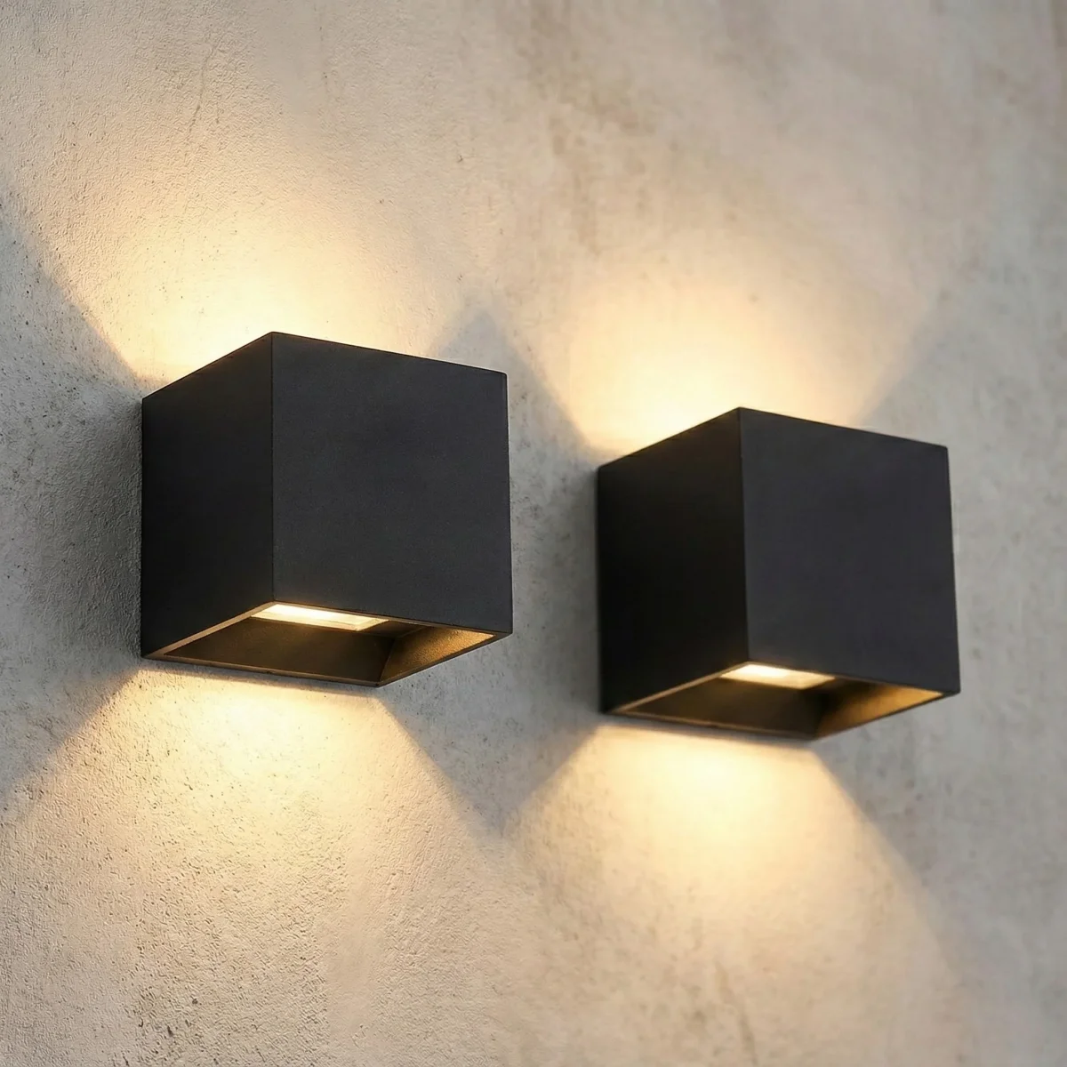 2x LED-Wandleuchte | Innen und außen | Dimmbar | Schwarz | Einstellbare Lichtfarbe | inkl. Leuchtmittel