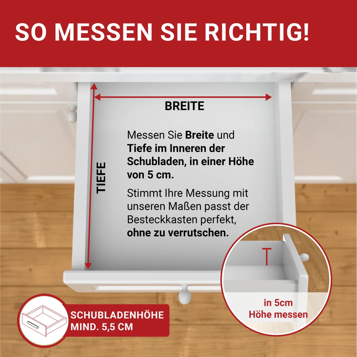 Besteckeinsatz für 45 cm Schubladen basaltgrau, 7 Fächer - 47,3 x 37,6 cm – Bild 8