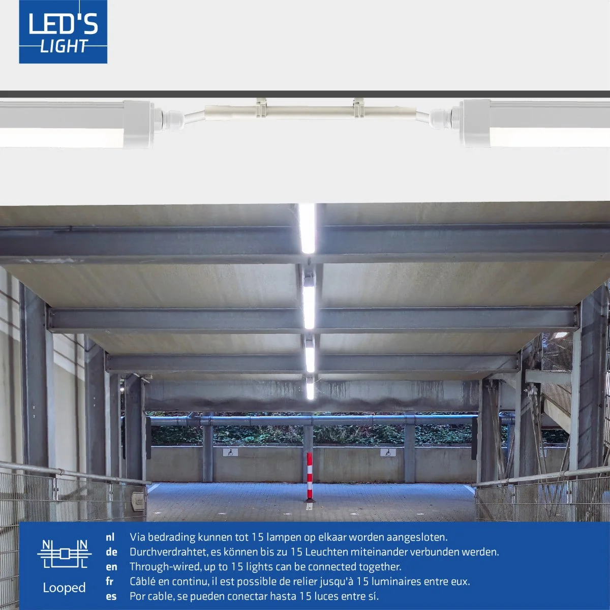 LED Feuchtraumleuchte 150cm IP65 46W 5520lm 4000K Weiß - durchverdrahtet verknüpfbar, Wannenleuchte, Werkstatt Deckenleuchte, Garagen, Kellerlampe, Leuchtstoffröhre LED, Balken, Komplett - LED's Light – Bild 8