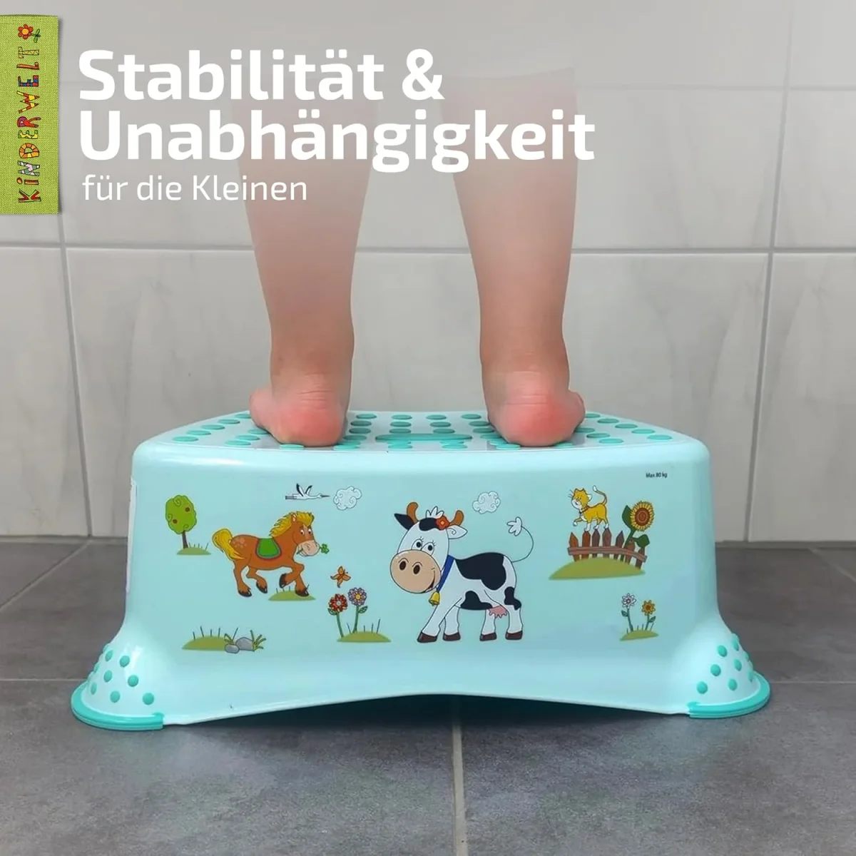 Premium Tritthocker Hippo grün stabiler Hocker für Kinder – Bild 5