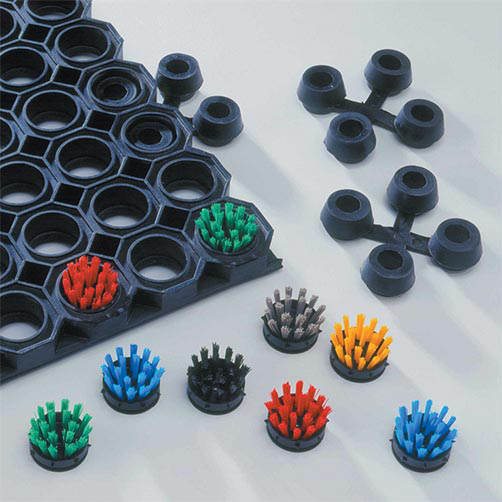 Zubehör: Verbinder und Bürsteneinsätze für Ringgummimatten Classic, 10er Set