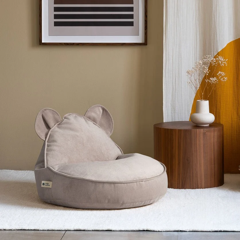 Sitzkissen Samt mit Bärenohren "Bear Beanbag Dusty Beige" – Bild 7